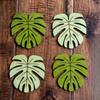 Monstera Coaster Green Leaves Drink Mat Wooden Turtle Leaf Tropical Coaster for Hawaiian Luau Tiki Bar Beach Table Decoration