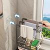 Multifunctional Wall-mounted Dishcloth Rack 2 Layers Countertop Sink Drain Rack Space Saving Kitchen Storage Rack Kitchen
