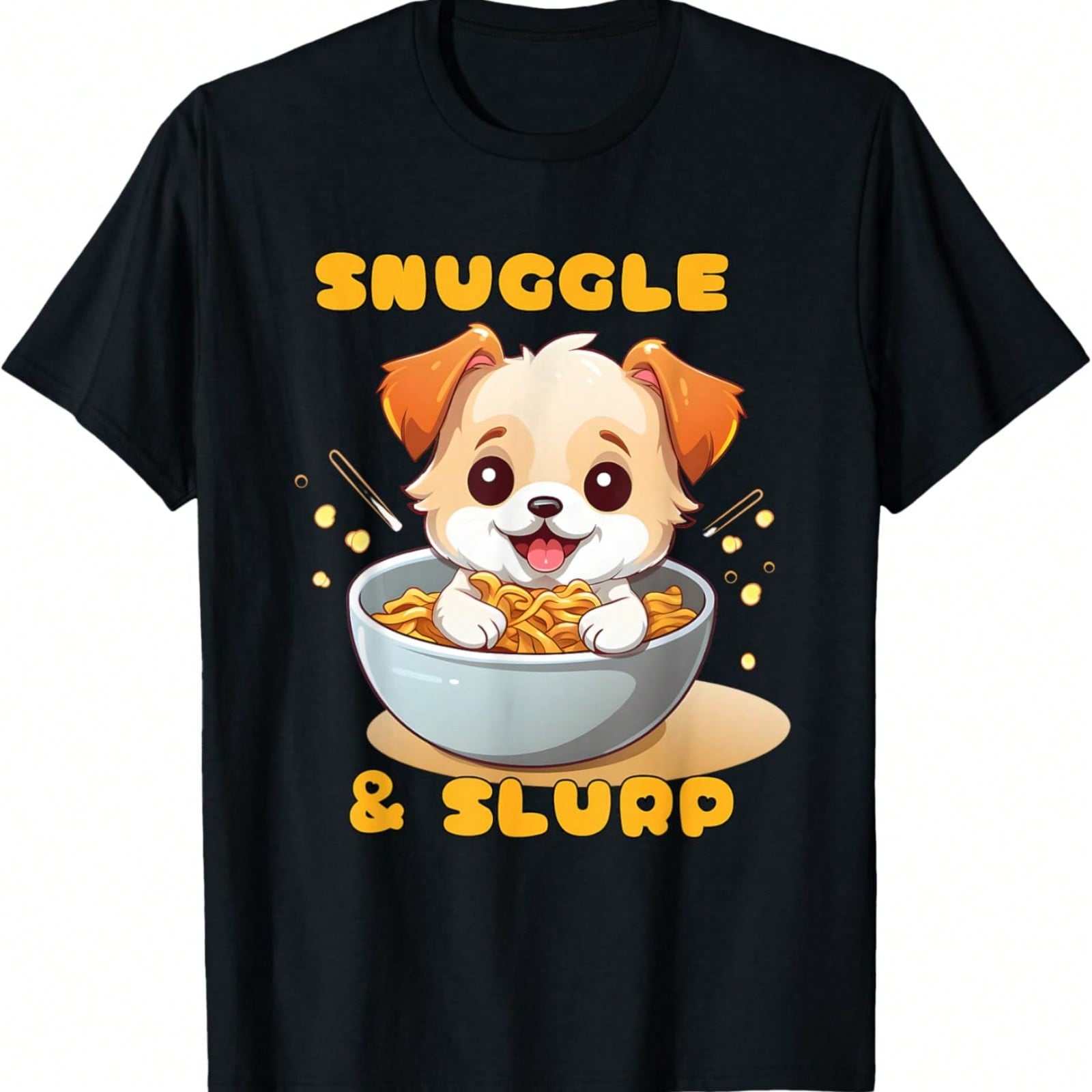 Kawaii Dog Enjoying Ra Noodles T-Shirt S разноцветный