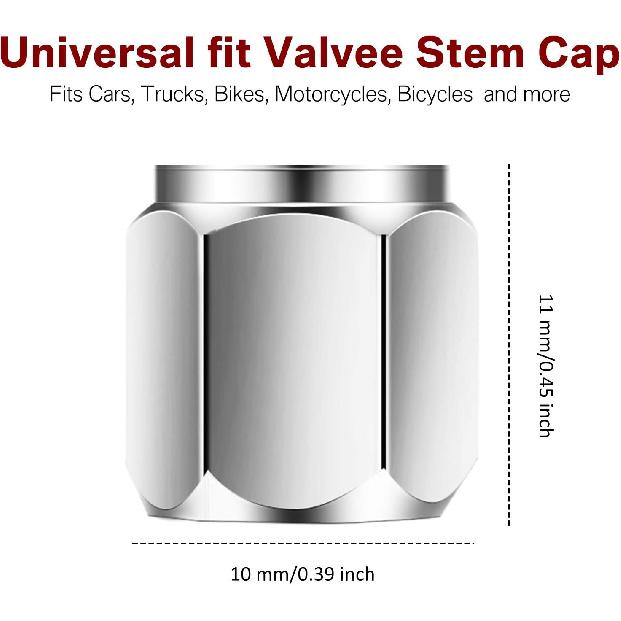 20 Pieces Tire Valve Stem Caps Brass Tire Valve Caps Silver Hexagon Shape Dust Proof Covers With Rubber O Ring For Car Truck Motorcycles Bike And