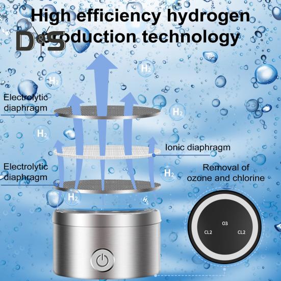Hydrogen Water Bottle Generator 1300-2100ppb Hydrogen-Rich Water Cup 380ml High Borosilicate Glass SPE/PEM Technology Smart Health Cup for Home