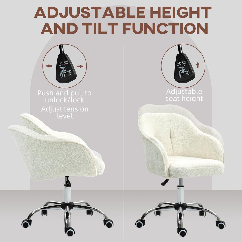 46-56 Cm Teddy Fleece Office Chair - Cream