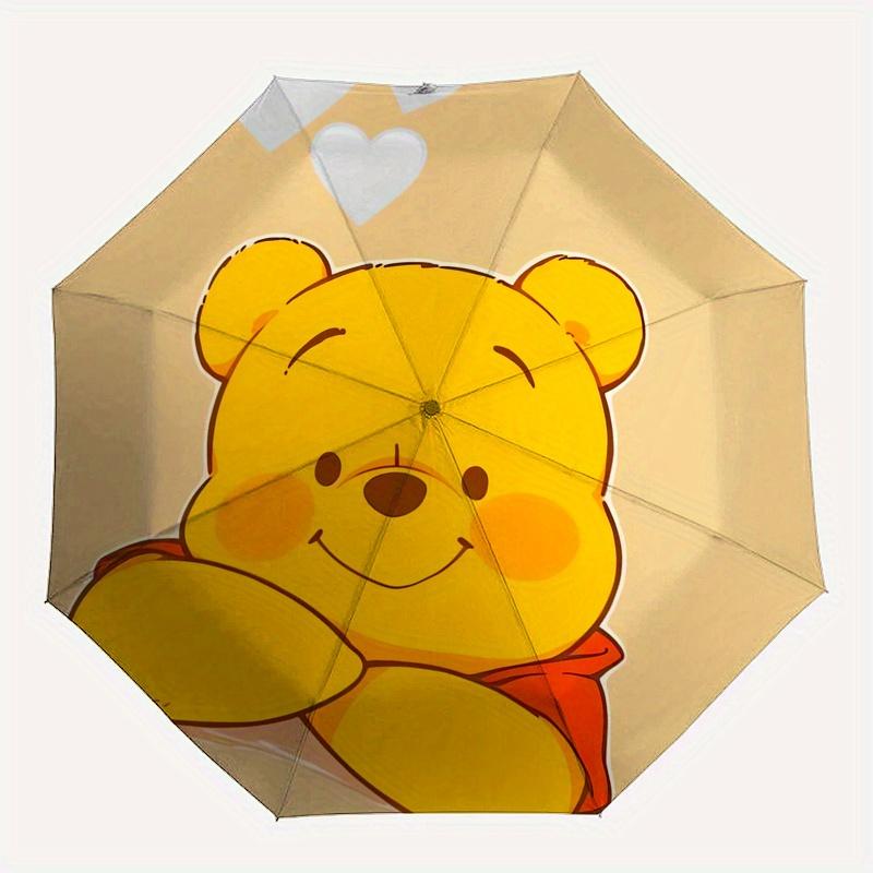 Disney Pooh Bear,Hearts Automatic Opening and Closing Umbrella - Suitable for All Occasion and Business Umbrella, Unisex Portable Tri-fold S