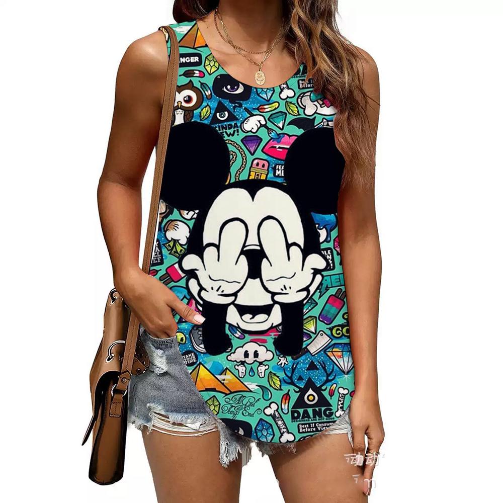 Fashion Printed Top Casual Loose Sleeveless T-Shirts Women’s