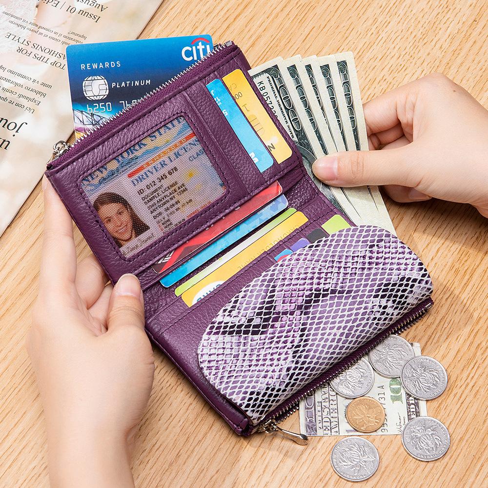 New Short Wallet, Fashionable Women's Soft Leather Texture Clutch Bag, Large Capacity Storage Bag, Snake Pattern Wallet.