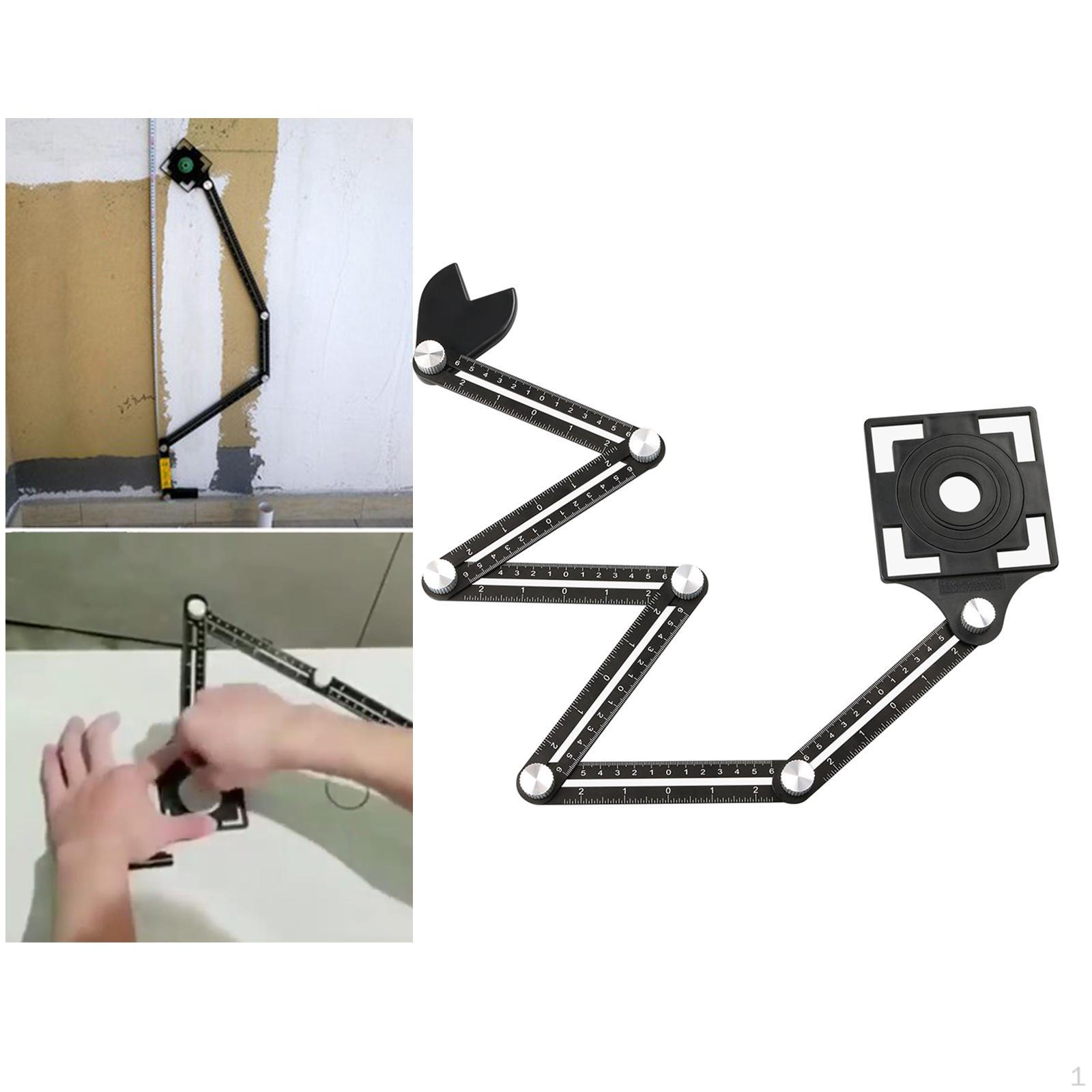 

Adjustable Multi Angle Measuring Ruler, with Fish Tail Tile Tools Aluminum Alloy Folding for 5 holes