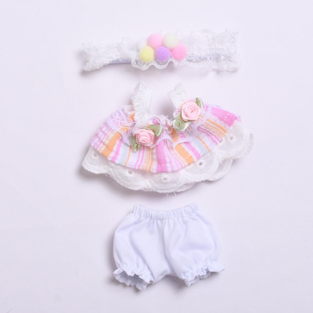 Flower Dress Sitting Labubu Cloth Rose 17cm Plush Dolls Clothes  Children Gift