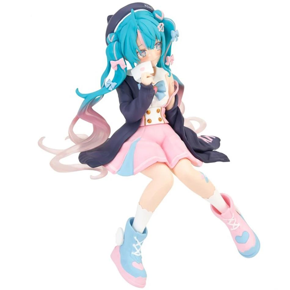 Hatsune Figures Hand-made 14cm Sitting Posture Hatsune Cute Miku Sailor Clothes Anime Beautiful Girls PVC Model Decorations