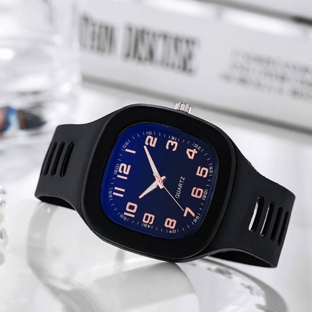 Silicone Strap Quartz Watch Square Analog Watch Korean Style Square Watch  Students