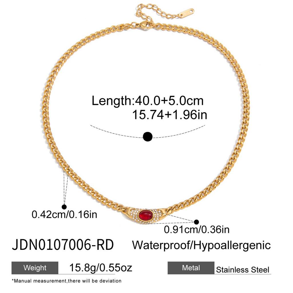 Youthway Vintage Glass Stone Crystal Pendant Necklace For Women  Gold Plated Stainless Steel Necklace Fashion Jewelry Gift