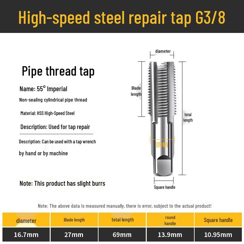 55° Imperial Non-Sealing Cylindrical Pipe Thread Tap/Thread Mill Drilling Bit, 60° US Sizes 2, 3, 4.