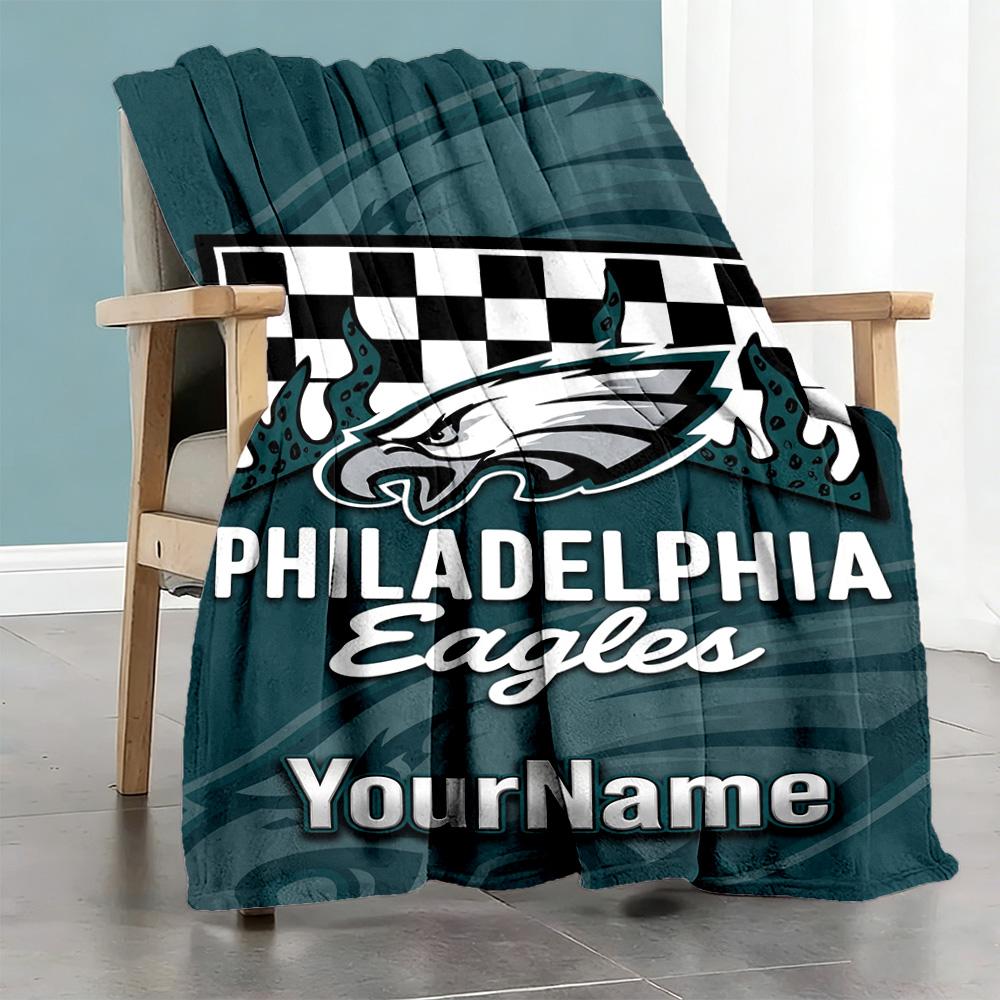 Philadelphia Eagles Personalized Text Blanket Cozy Personalized Blanket Comfortable Throw For Livingroom Office Sofa Living Room Ideal For All Seasons