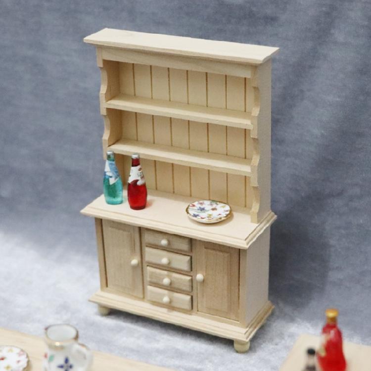 Portable 1 12 Scale Miniature Sturdy Wood Bookcase Dollhouses Furniture Three Layers Display Decoration for Kids