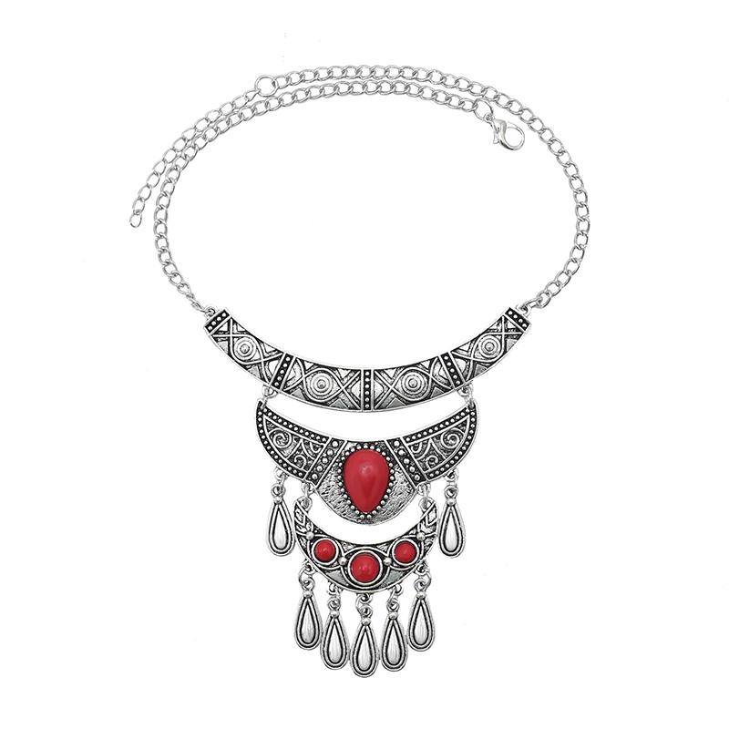 Mehrschichtige Böhmische Quaste Statement Halskette Für Frauen Geschnitztes Auge Vintage Ethnisch Lange Kette Anhänger Halskette Collier Femme