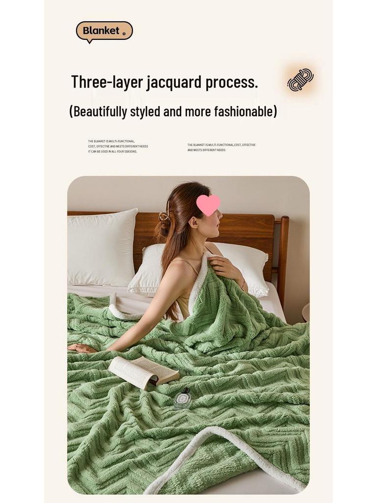 2025 dreilagige Jacquard-Decke - Taft-Samt & Shu-Baumwolle, beidseitig