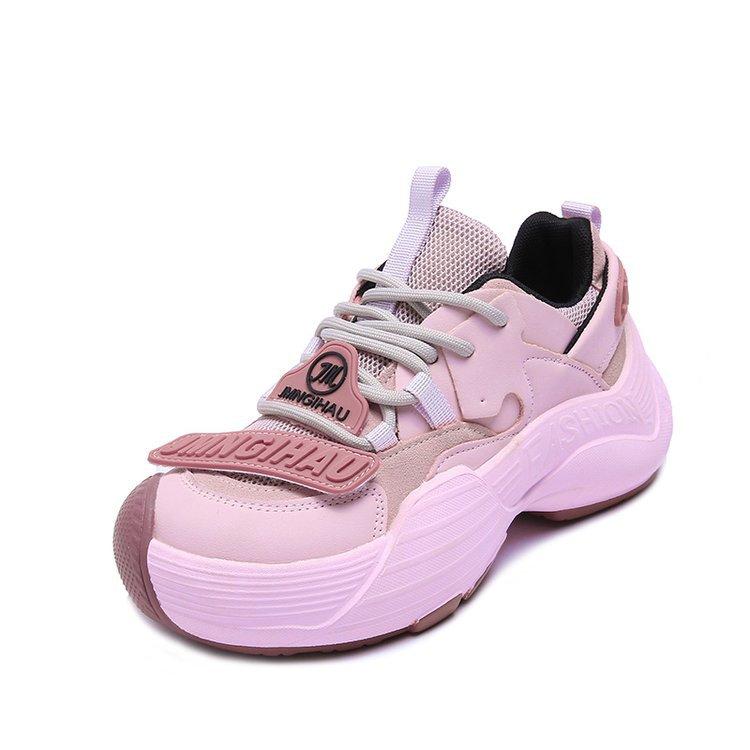 

Leather women s breathable casual summer 2025 new high-heeled thick-soled heightened fried street sports shoes are comfortable and versatile 40 светло-фиолетовый