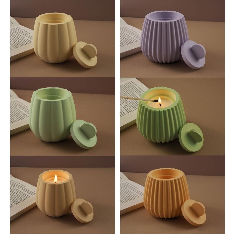 Striped Jar Candle Holder Resin Molds Tray Silicone Molds Resin Epoxy Ornaments Casting Mold for DIY Candlestick Jewelry