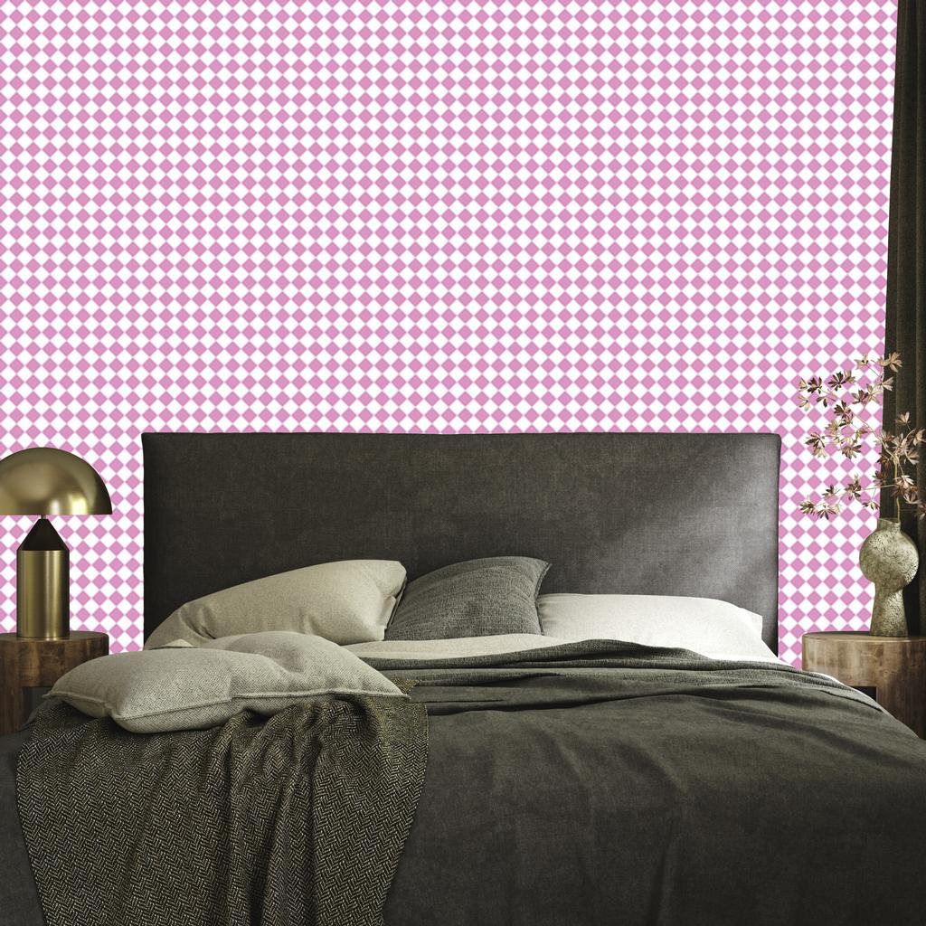 Geometric rhombus wallpaper powder pink and white 50x1000