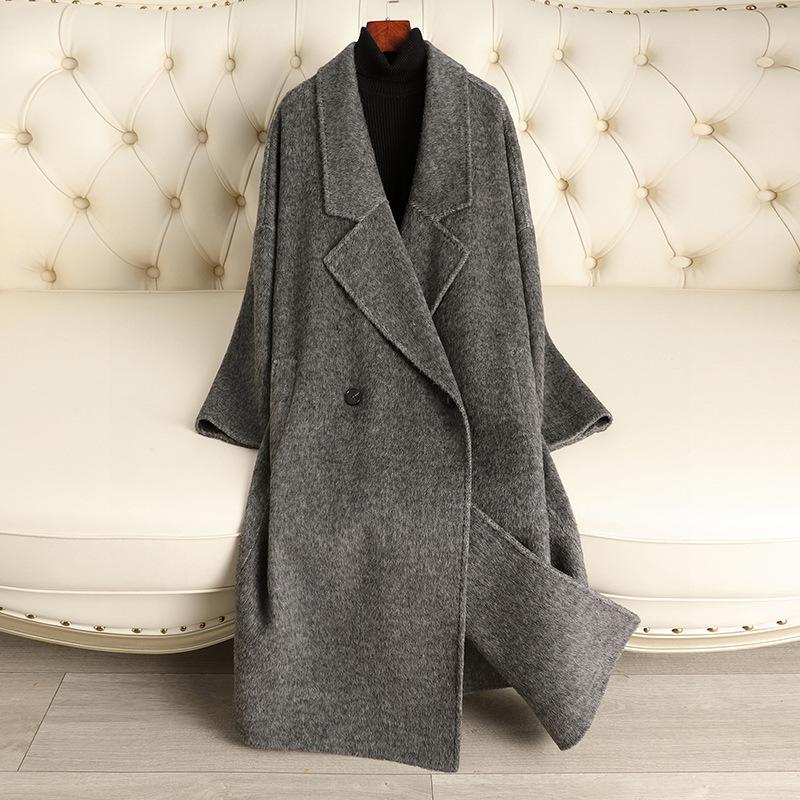 

Женское длинное пальто из кроличьего бархата до колена, свободное, высококачественное шерстяное пальто, женские новые модели осень-зима M（125-150）