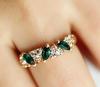 Korean Retro Emerald Rhinestone Ring - Sweet Fashion Style for Women
