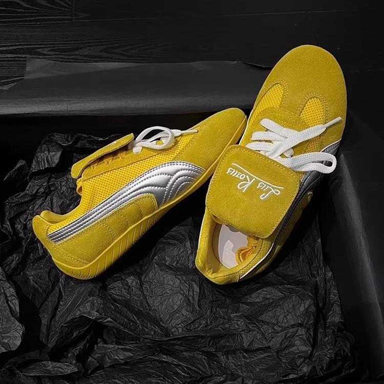 Retro German Training Shoes Women's 2025 Spring New Breathable Round Head Lace-up Flat Bottom Heightening Lightweight Forrest Gump Shoes Board Shoes W