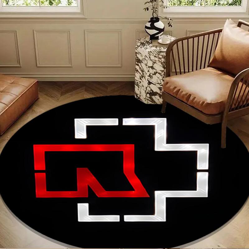 Ramms rock band Fire Logo Round mat, Anti-slip Circle Carpet Chair rug For livingroom,Bedroom, doormat home decor Gift Christmas Gifts