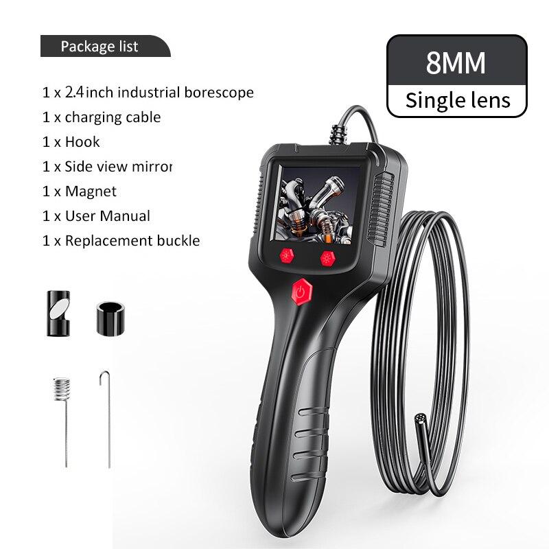 2.4 In IPS Screen Industrial Endoscope Camera HD1080P Pipe Sewer Inspection Borescope IP68 Waterproof LEDs 2600mAh For Car