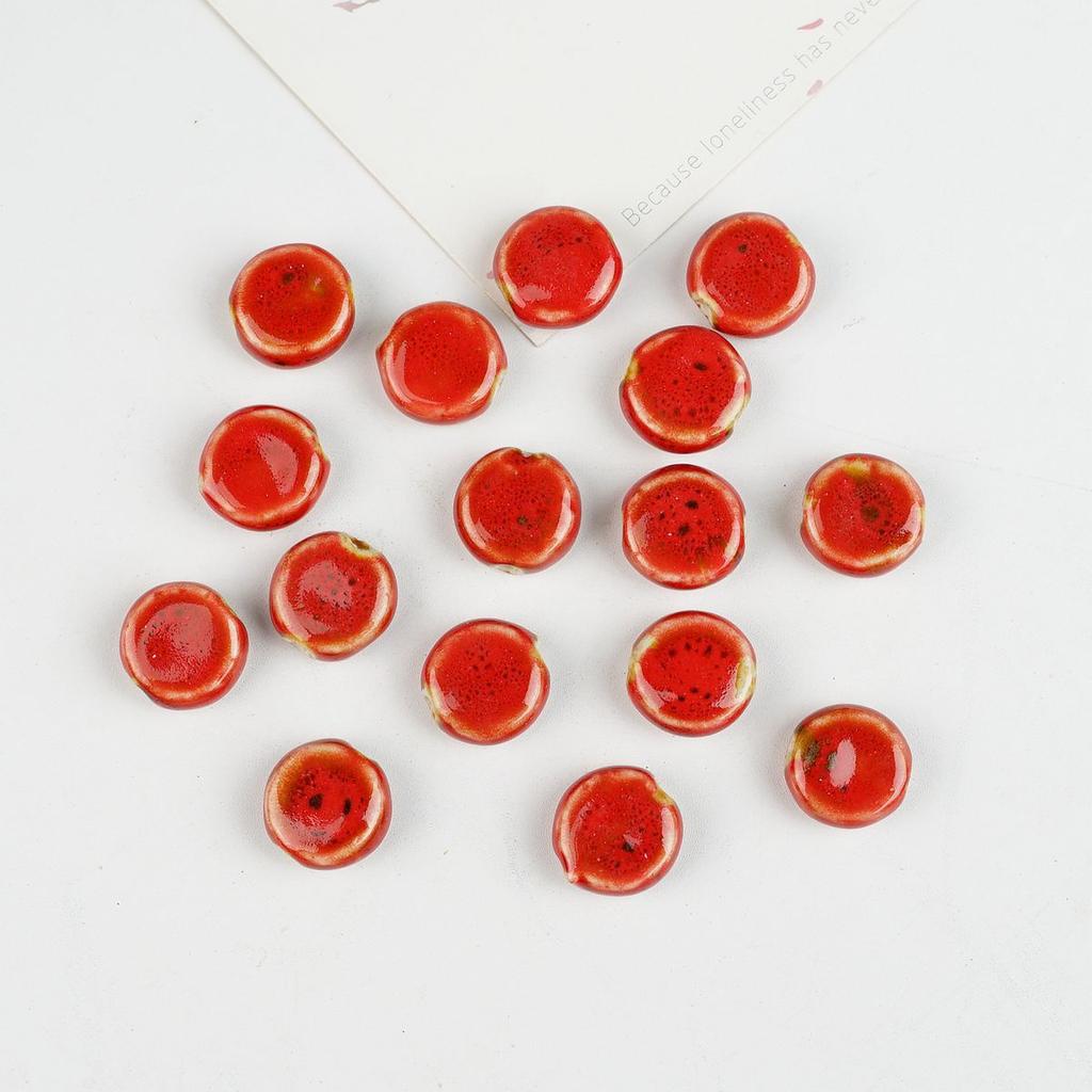 Ceramic Loose Beads Chinese Red Beads Handmade DIY Necklace Loose Beads Accessories