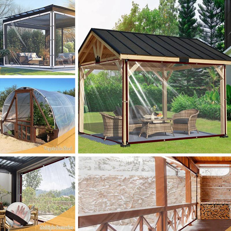 95% Clear PEVA Rainproof Cloth Outdoor Pergola See Through Tarp Curtain Home Window Transparent Windproof Screen Keep Warm Film