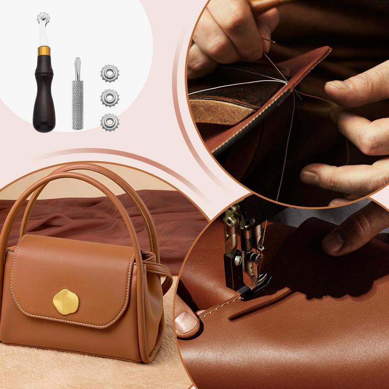 Leathercraft Tools Leather Groover Spacer Crafting Tools Portable Art Accessories Wooden Handle Metal Handcraft Gear For Cobbler