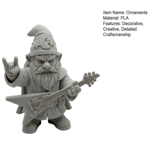 Huaqianguhh Funny Rocker Gnome Figurines, 3D Printed Musical Figurine with Guitar, Garden Decoration, Statue, Gift for Music Lovers
