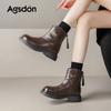 Augustine Brown Martin Boots New Winter French Thin Boots Thick-soled Maillard Velvet Short Boots