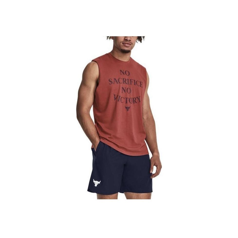 Under Armour Project Rock Letter Print Training Tank Top Men Tops Red 1380180-635