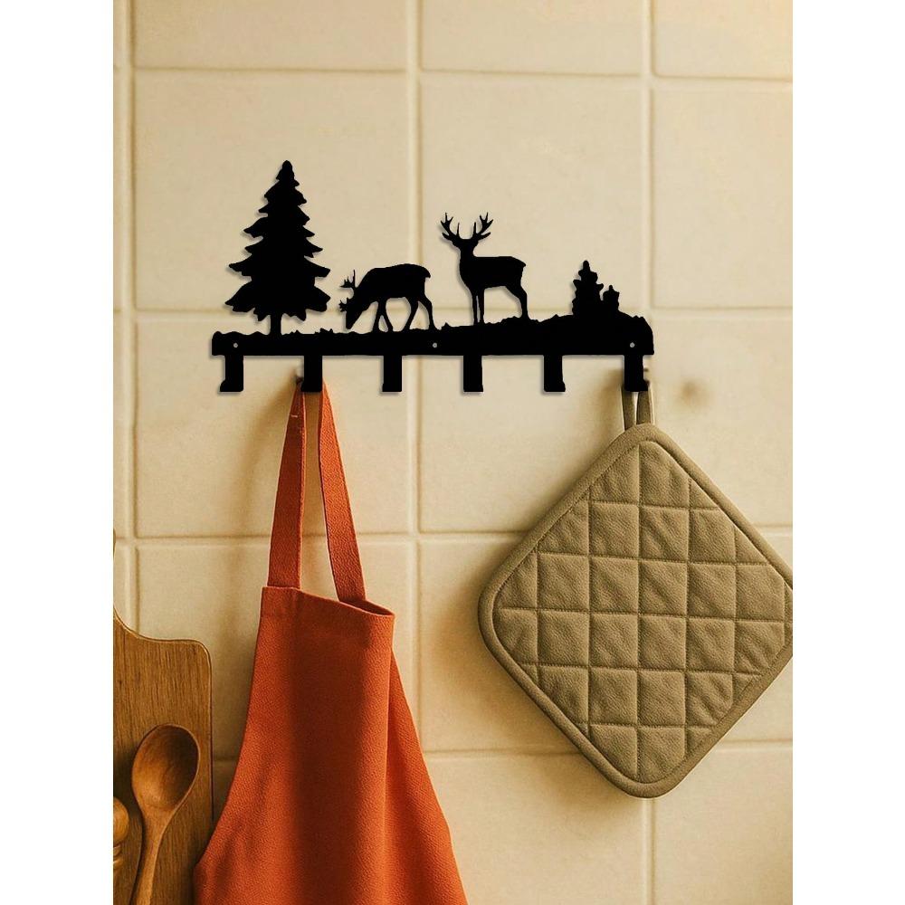 Stylish Metal Elk Key Holder Wall Hook for Entryway, Living Room, Bedroom, Rustic Home Organizer, Space-Saving Unique Gift