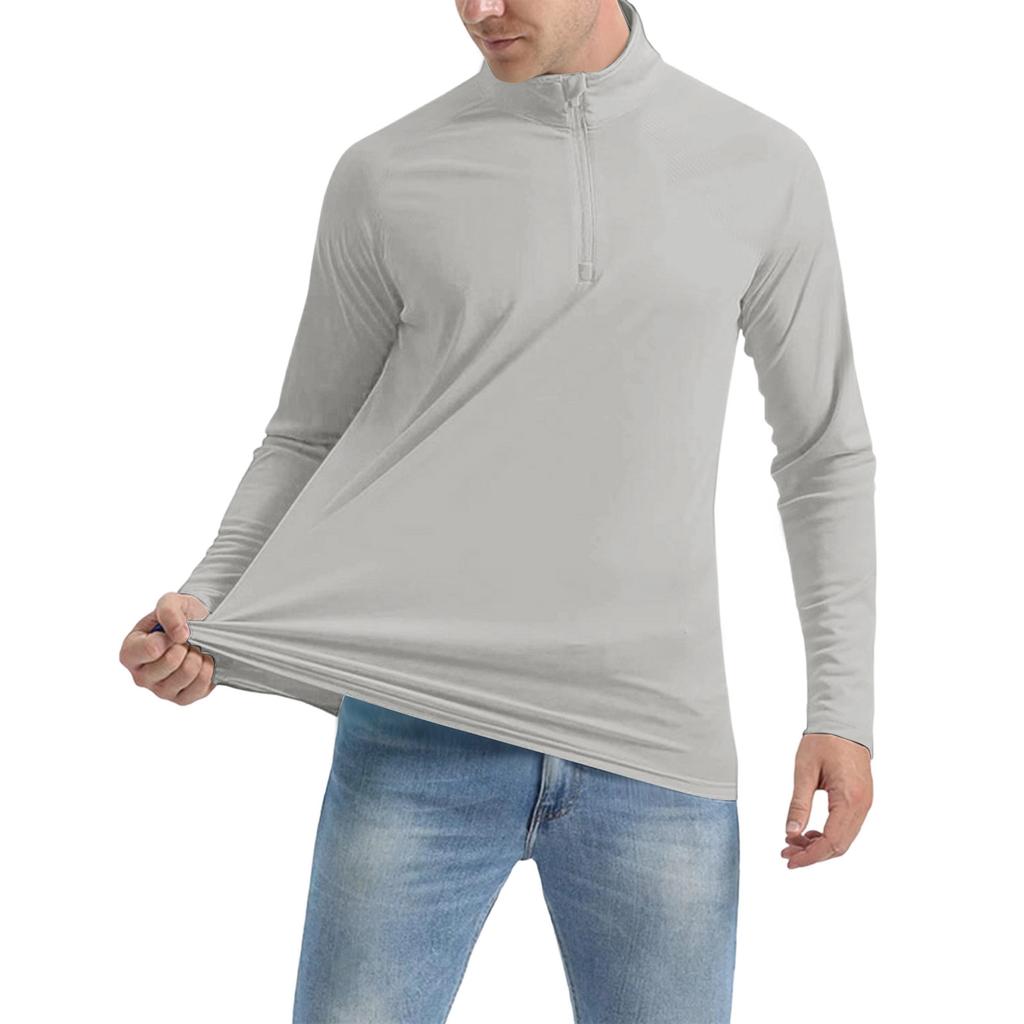 Męski dres treningowy na zamek ze stójką, Męska cienka koszulka sportowa z długim rękawem na wiosnę do biegania, Luźny top fitness