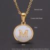 Round Gold Color 26 Letter Necklaces Alphabet Shell Pendant Necklace for Women Men Stainless Steel Chain Jewelry 1PC