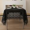 Gothic Hollow Lace Tablecloth Retro European American Rectangle Crochet Knitting Table Cloth with Tassel Home Decoration
