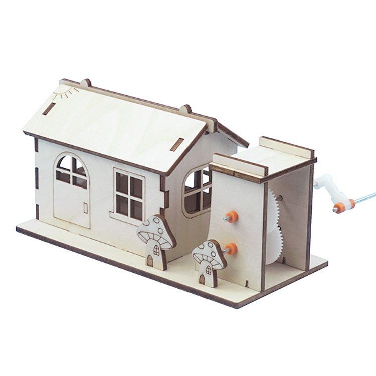 

Детская деревянная кабина для выработки электроэнергии с ручным приводом, обучающая технология, небольшое руководство по изготовлению изобретений, собранная своими руками, модель, материал древесина