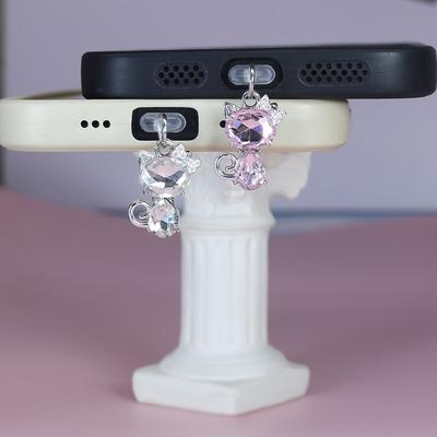 1 Stück Funkelnder Zirkonia Kristall Katze Handy Staubschutzstecker - Robuste Silikon Staubabdeckung, Stilvolles Geschenkzubehör
