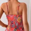 Women's Slimming Printed Tankini Set with Tummy-Covering Sling Top and Solid Triangle Bottoms