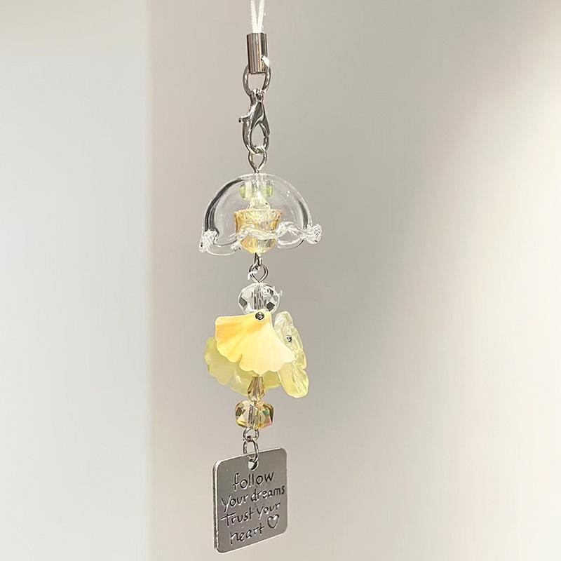 Jellyfish Star Lucky Leaf Wind Chime Keychain & Phone Lanyard Pendant