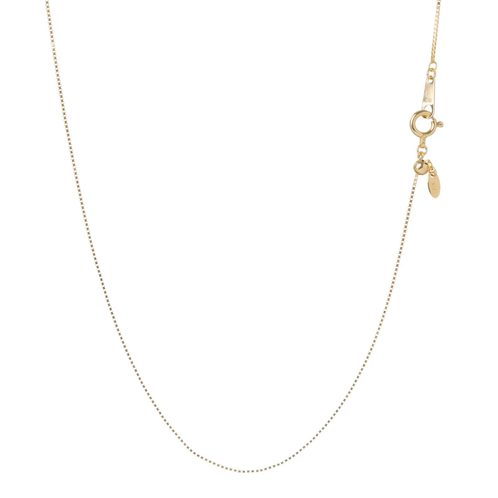 

LEGAN Gold Chain Necklace Venetian K18YG Width Maximum 45cm Length Adjustable Anniversary Birthday Women Made in Japan 0.7mm