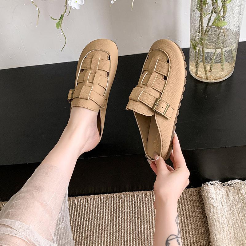 Half Slippers Lazy One Pedal Cool Slippers Summer 2025 New Hollow Bag Head Slippers Women Wear Cool Slippers