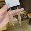 Light luxury high-end sense gold long fringed temperament earrings fashionable atmosphere versatile stud earrings personalized daily earrings