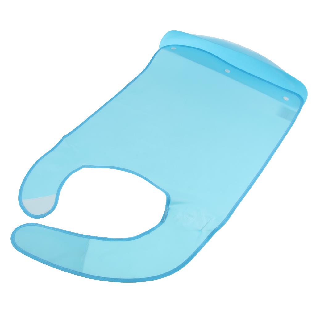 Essens-Lätzchenschutz für Senioren + Abnehmbare PE-Tasche Blau - Wiederverwendbar, Waschbar, Ölbeständig, Schmutzabweisend, Leicht zu Reinigen