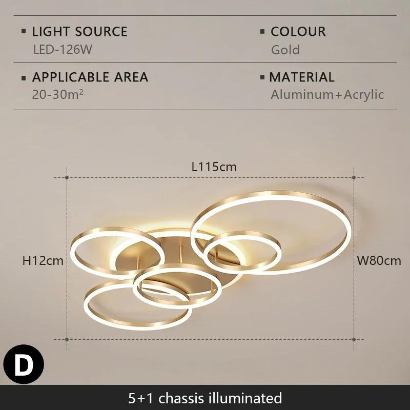 LED Chandelier Modern Creative Luxury Circular Dimmable Ceiling Light Villa Living Room Dining Room Interior Decoration Light