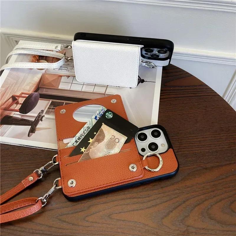 Crossbody Leather Phone Case for IPhone 13 12 Mini 16 Plus 15 14 11 Pro Max XS Wallet with Card Holder Shockproof  Cover