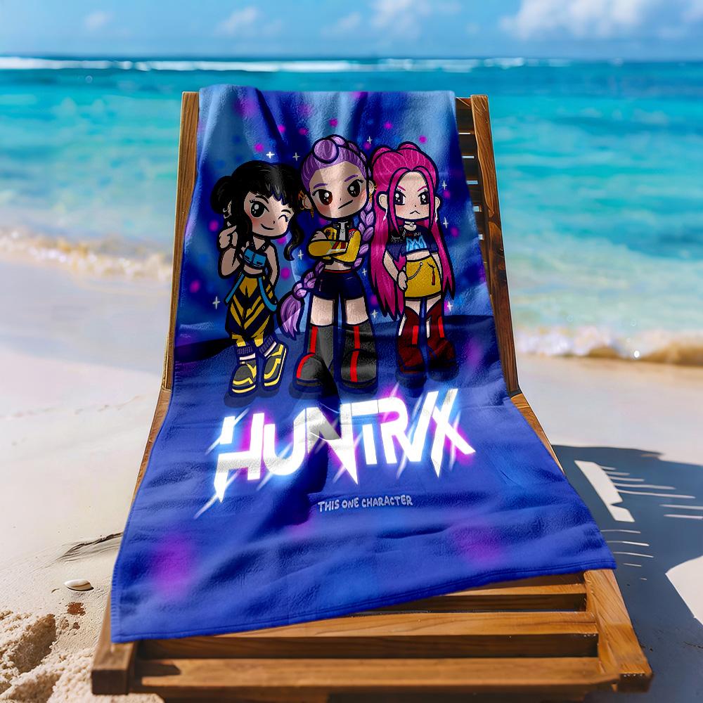 Huntrix4 Beach Towel Soft Durable Quick-Dry Comfortable Lightweight Perfect for Traveling Yoga Camping and Swimming