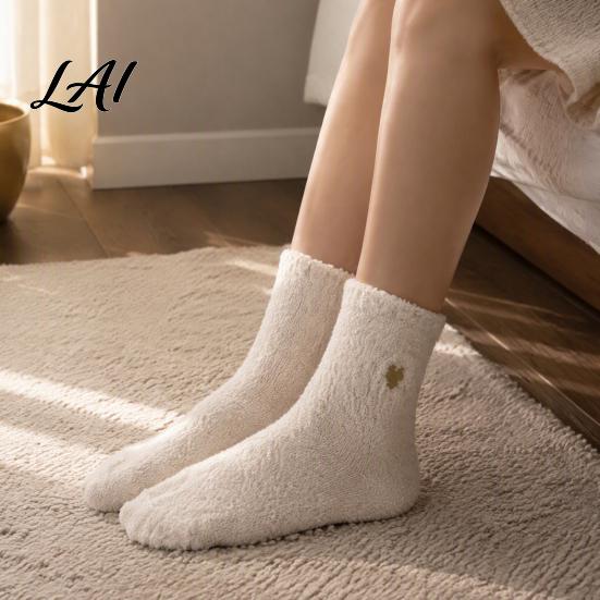 Anti Slip Home Socks for Winter 1 Pair Women's Fuzzy Slipper Socks Soft Plush Warm Cloud Like Thick Velvet Sleeping Fluffy Cozy Fleece Crew