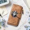 Vintage Pattern Leather Wallet Fashion Casual Portable Multi Card Slot Durable Daily Use Trendy Purse 